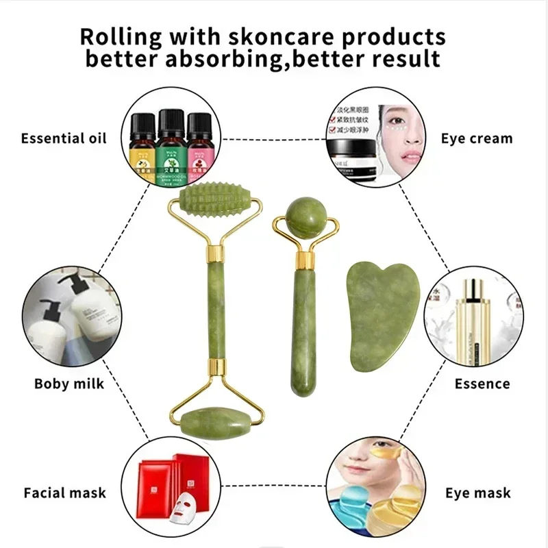 adeglow™ natural stone facial roller & gua sha set by cozest adeglow™ natural stone facial roller & gua sha set by cozest