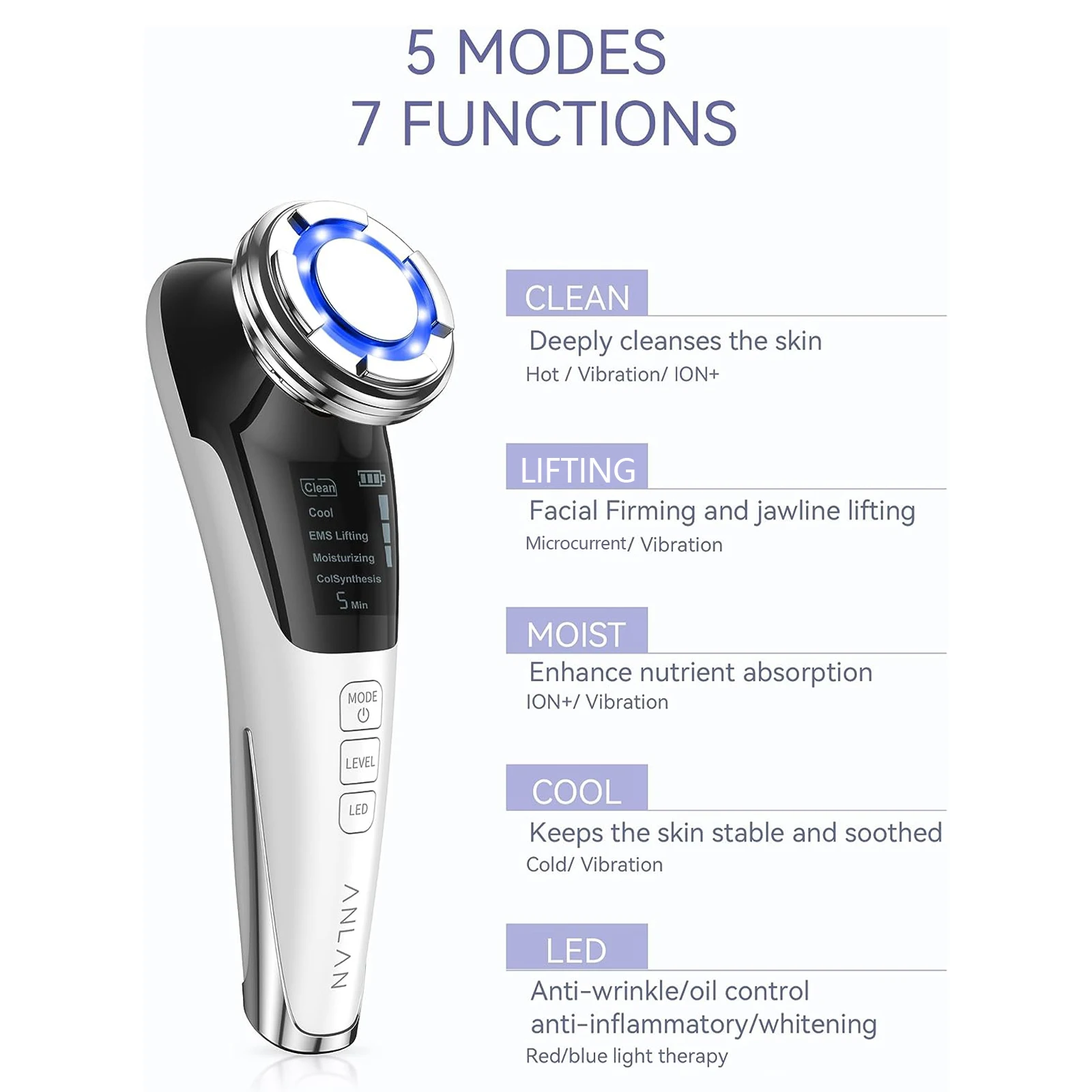 anlan 6 in 1 facial massager — microcurrent lifting & led beauty device by cozest anlan 6 in 1 facial massager — microcurrent lifting & led beauty device by cozest