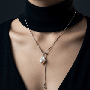 isla stainless steel baroque pearl necklace