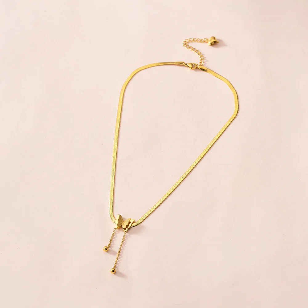 vintage butterfly necklace women golden stainless steel blade snake chains aesthetic charms choker women jewelry gift to mujer vintage butterfly necklace women golden stainless steel blade snake chains aesthetic charms choker women jewelry gift to mujer