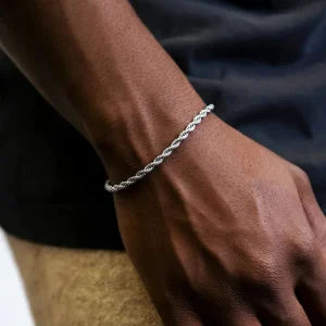 vnox unisex rope chain bracelets for men women, stainless steel twisted links chain bracelet,simple classic jewelry gift for him