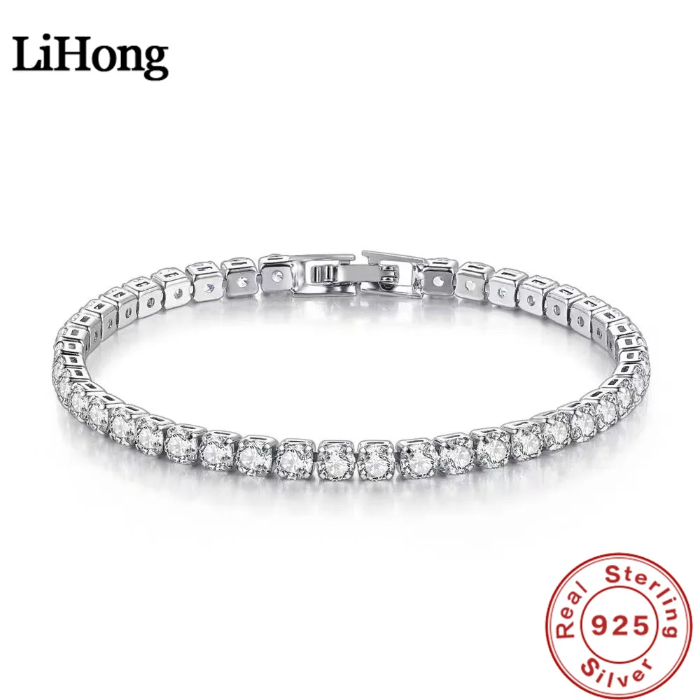 lihong s925 sterling silver bracelet zirconia tennis ball women fashion simple engagement wedding charm jewelry 4mm 16 20cm lihong s925 sterling silver bracelet zirconia tennis ball women fashion simple engagement wedding charm jewelry 4mm 16 20cm